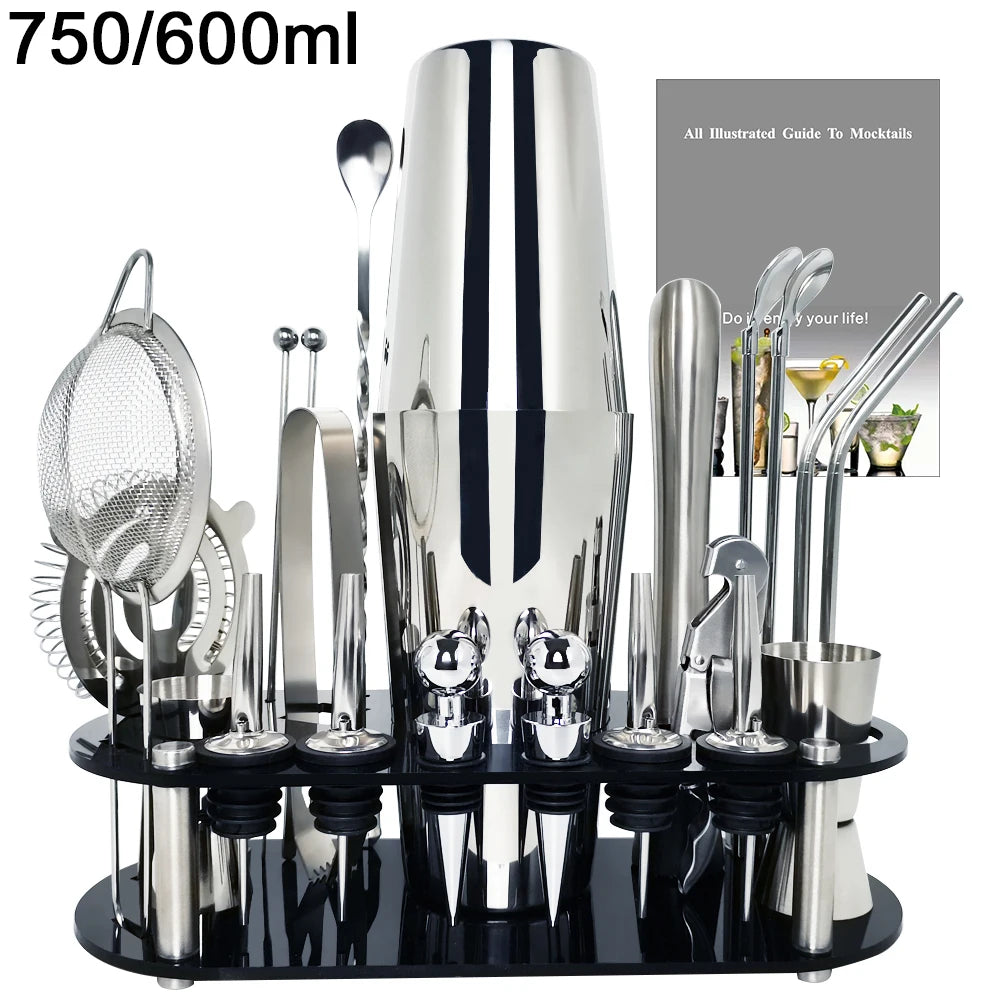 Boston Cocktail Shaker Set with Holder, 13 or 22 Pieces