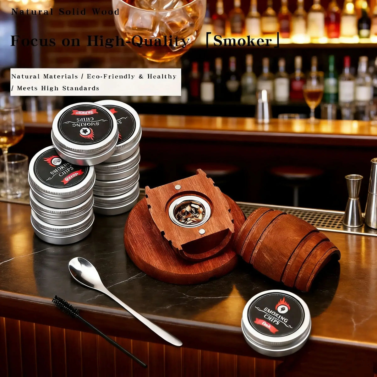 Whisky Cocktail Smoker Kit, 4 Wood Chip Flavours