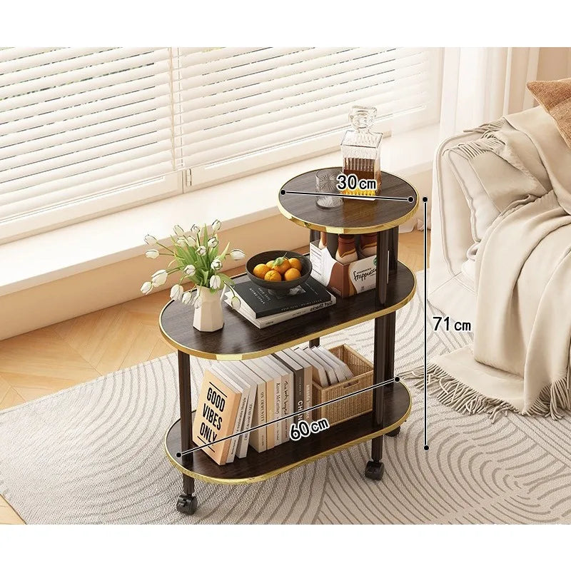Marble-Pattern Rolling Side Trolley