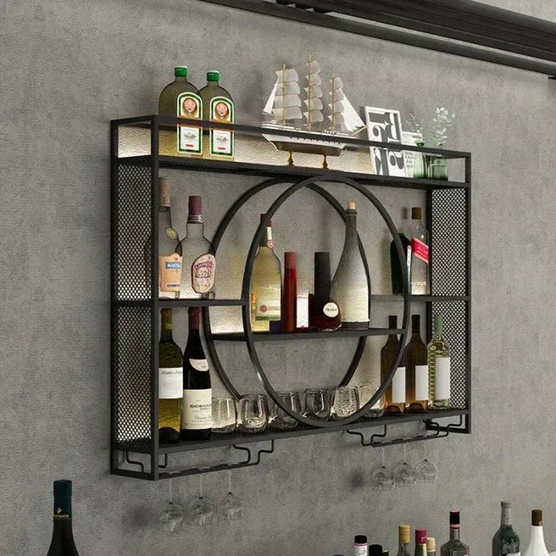Wall-Mounted Wine Rack with Glass Holder