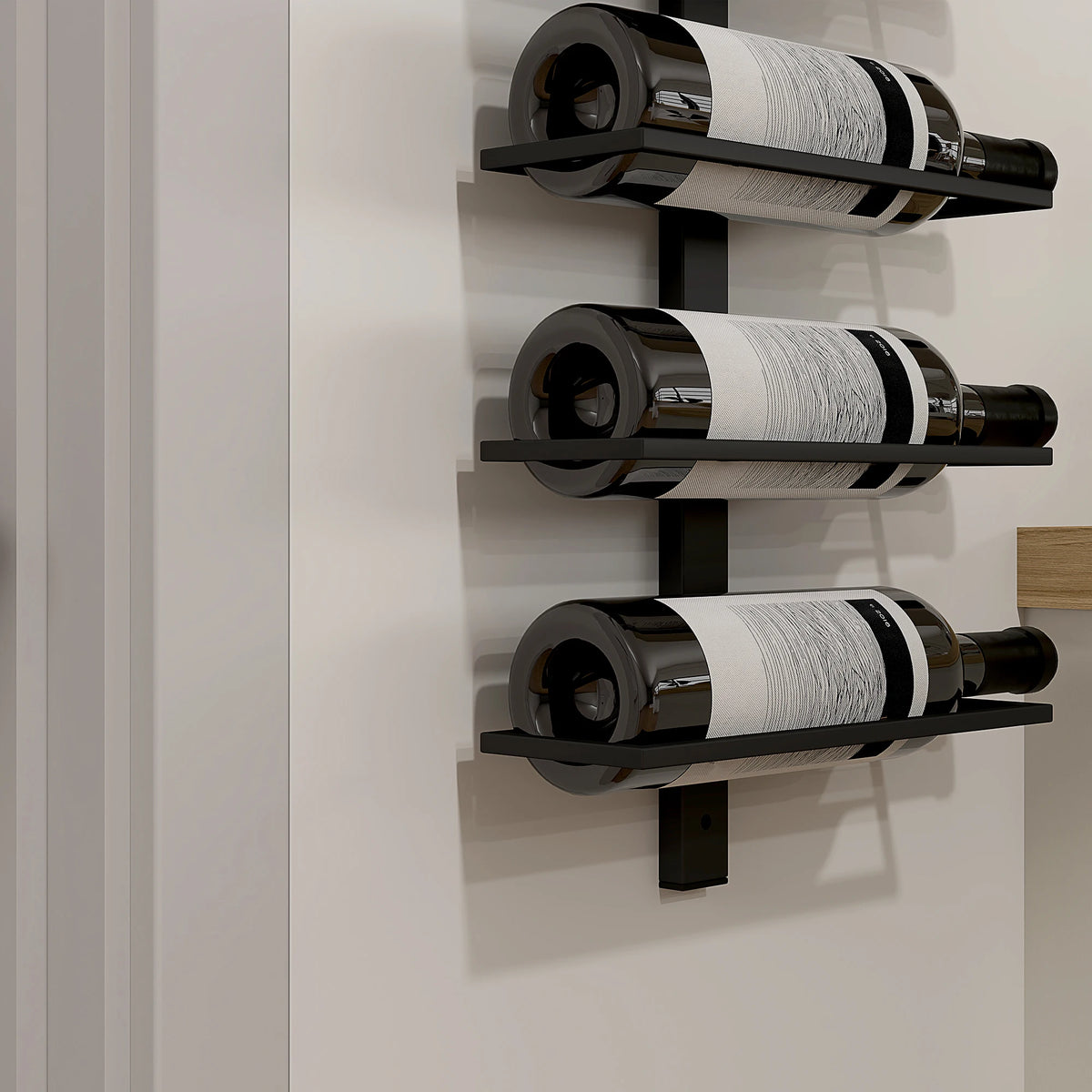 10-Bottle Wall-Mounted Wine Rack, Black Steel