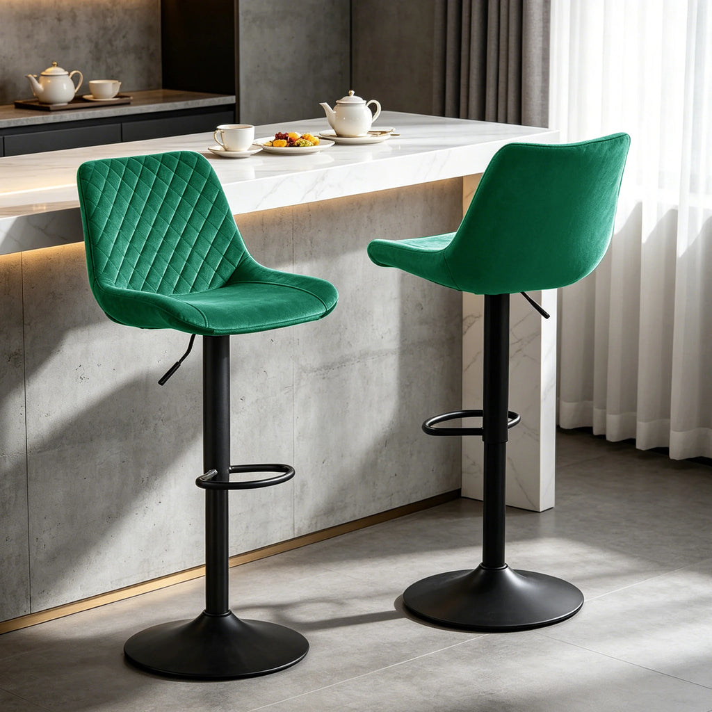 Shoreditch Velvet Bar Stools Set of 2, Swivel