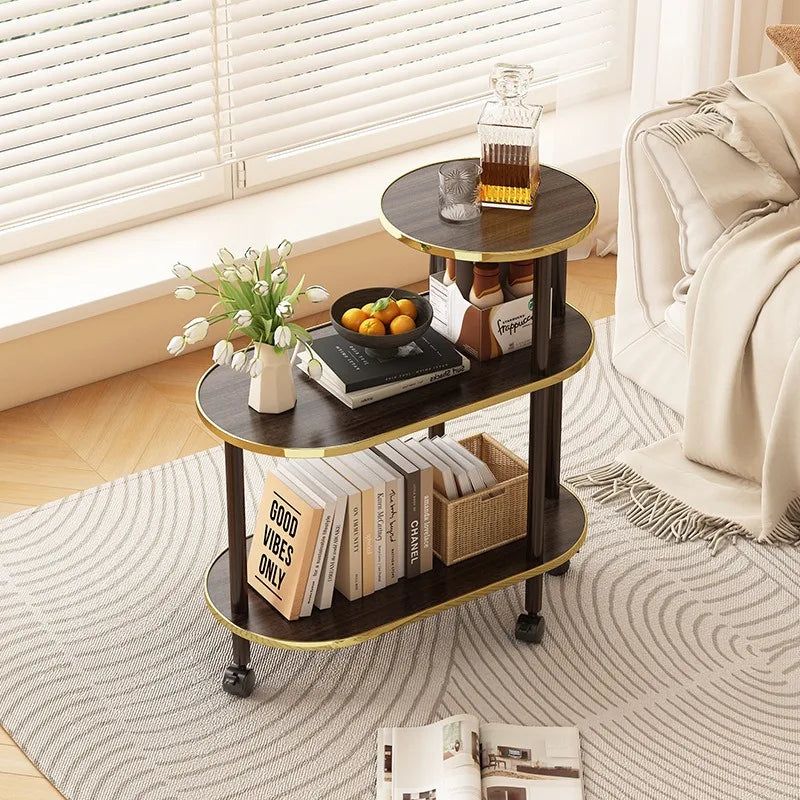 Marble-Pattern Rolling Side Trolley