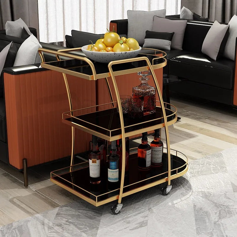 Glass Drinks Trolley, Metal Frame