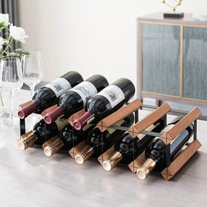 Wood & Metal Wine Rack, 7, 14 or 21 Bottles