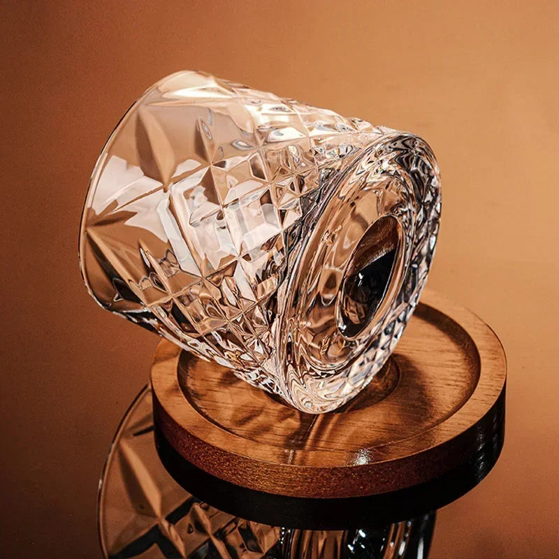 Rotating Crystal Whisky Tumbler with Base, 280ml