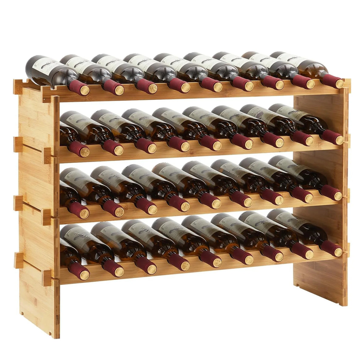 Modular Bamboo Wine Rack, 4 or 6 Tiers