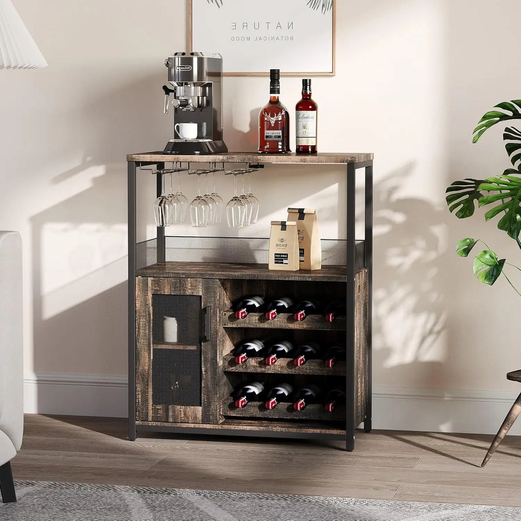 Detachable Wine Rack Drinks Cabinet with Mesh Door