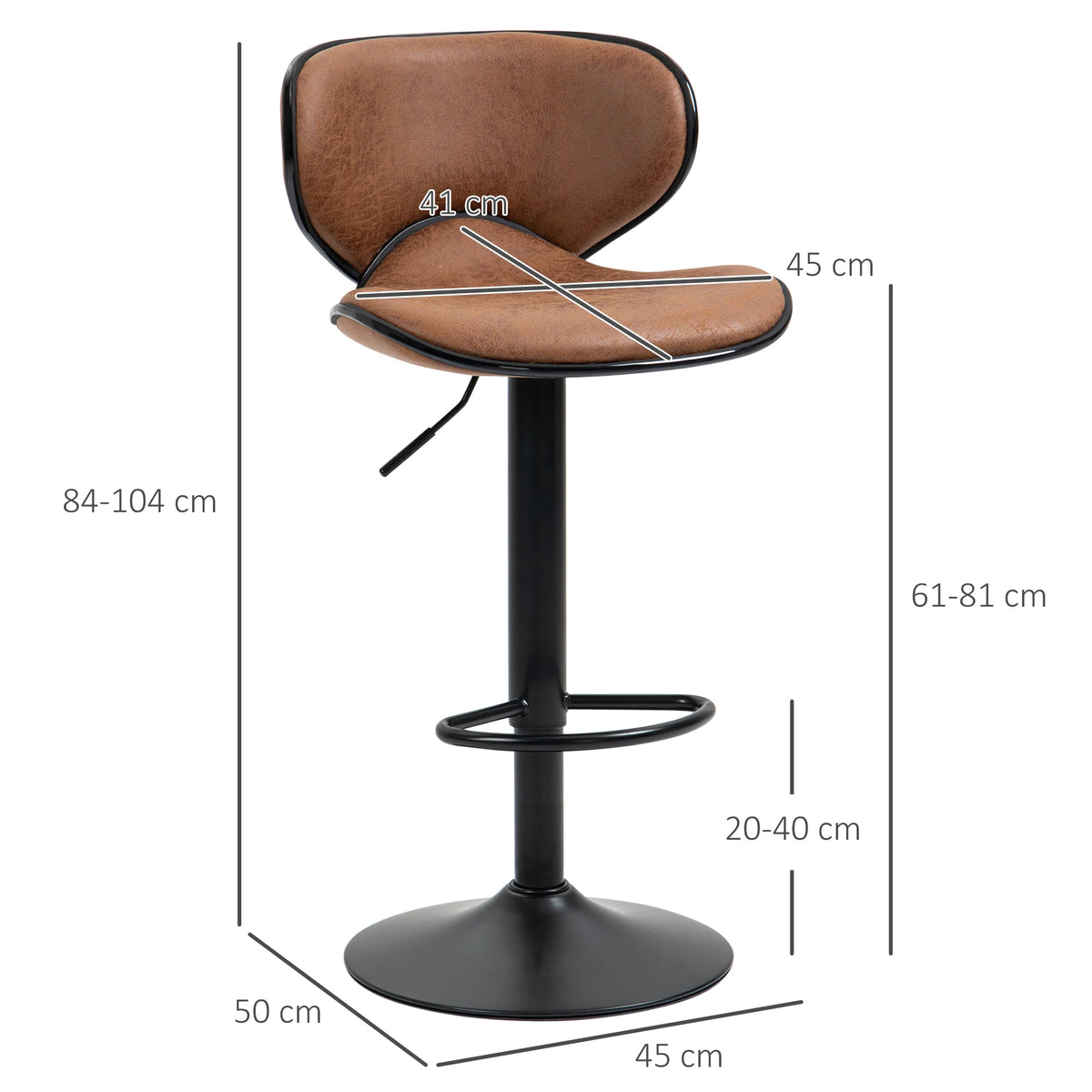 Manchester Vintage Bar Stools Set of 2, Microfiber, Coffee