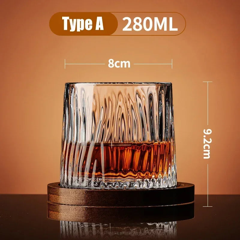 Rotating Crystal Whisky Tumbler with Base, 280ml