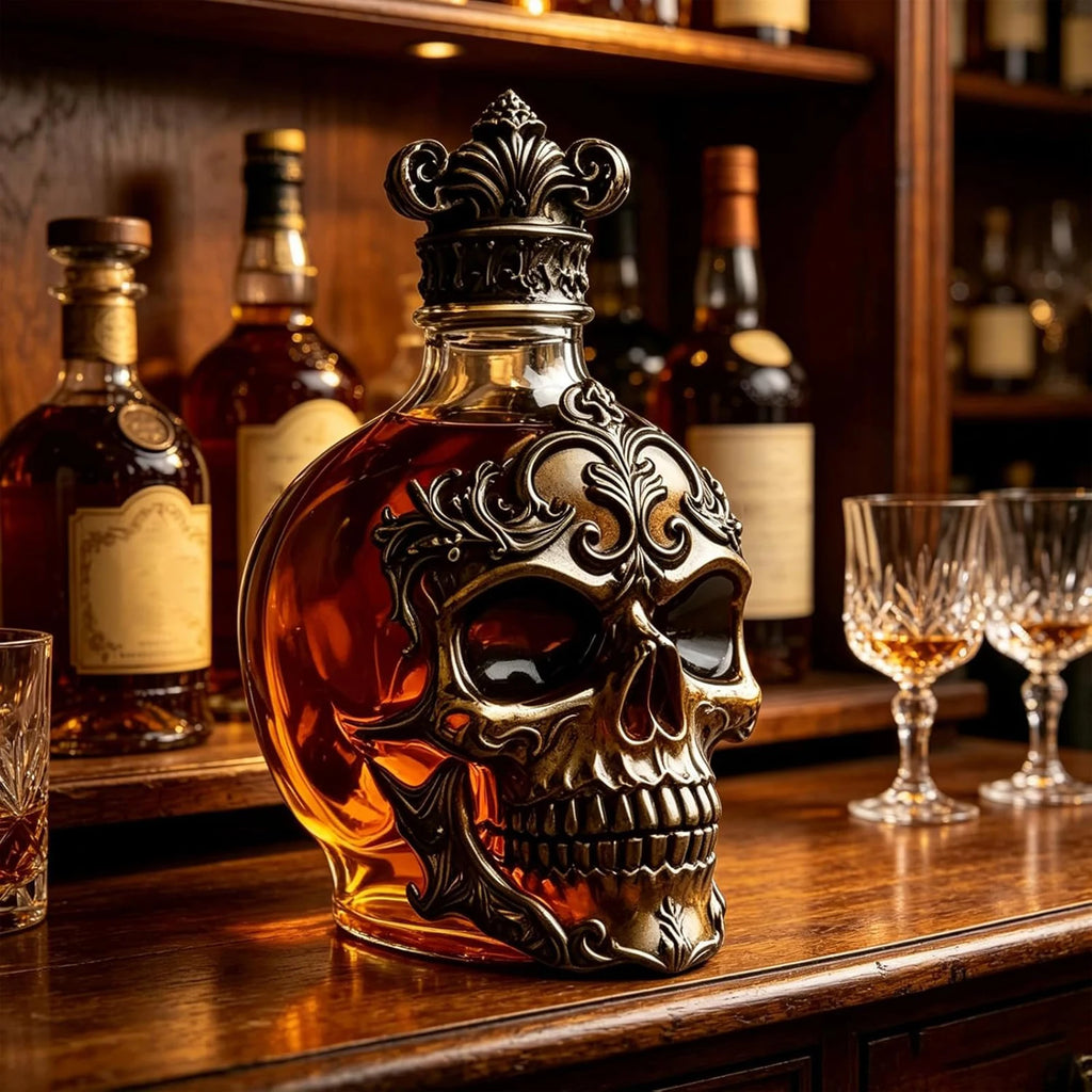 Gothic Skull Whisky Decanter with Crown Stopper