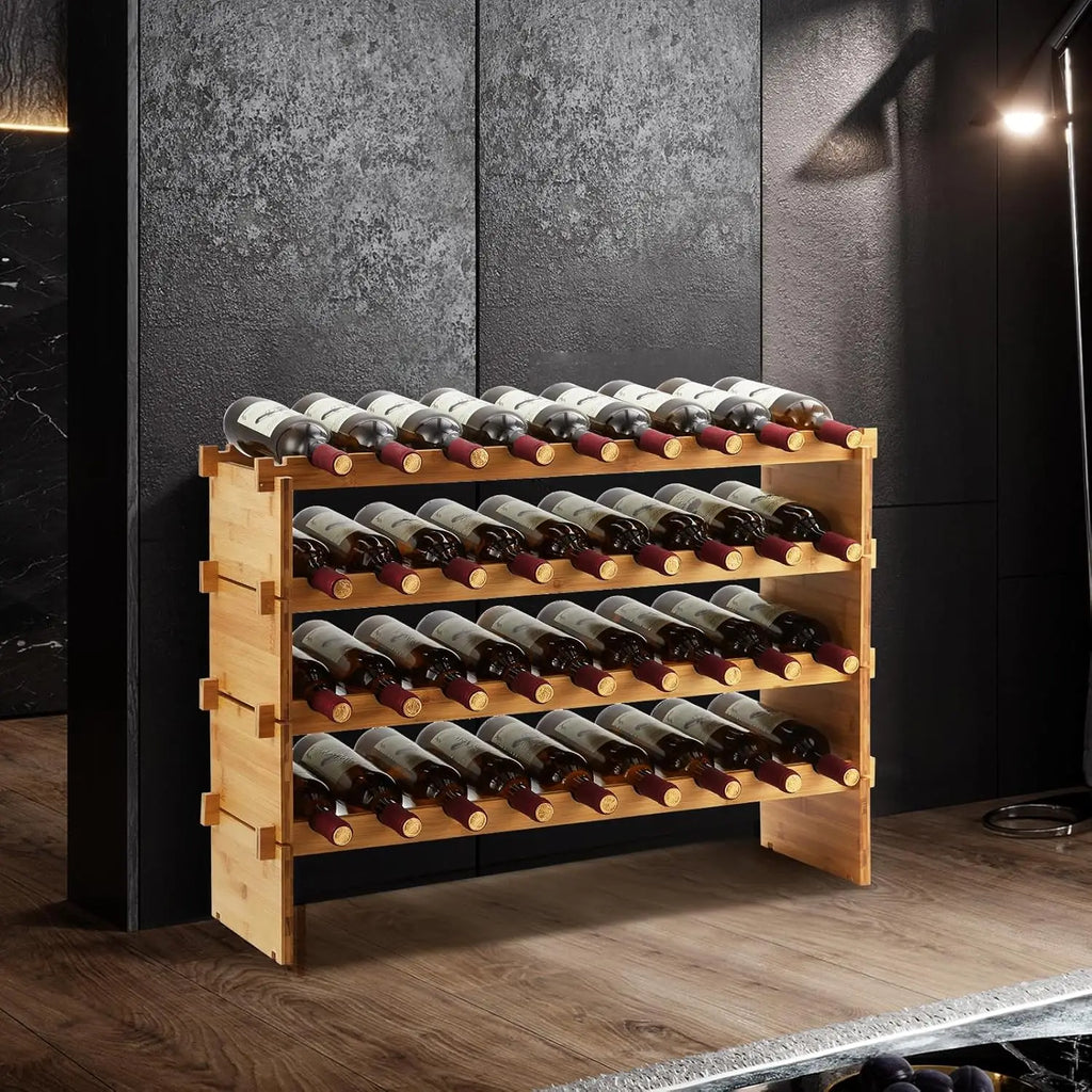 Modular Bamboo Wine Rack, 4 or 6 Tiers