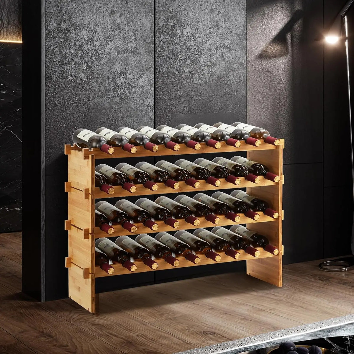 Modular Bamboo Wine Rack, 4 or 6 Tiers