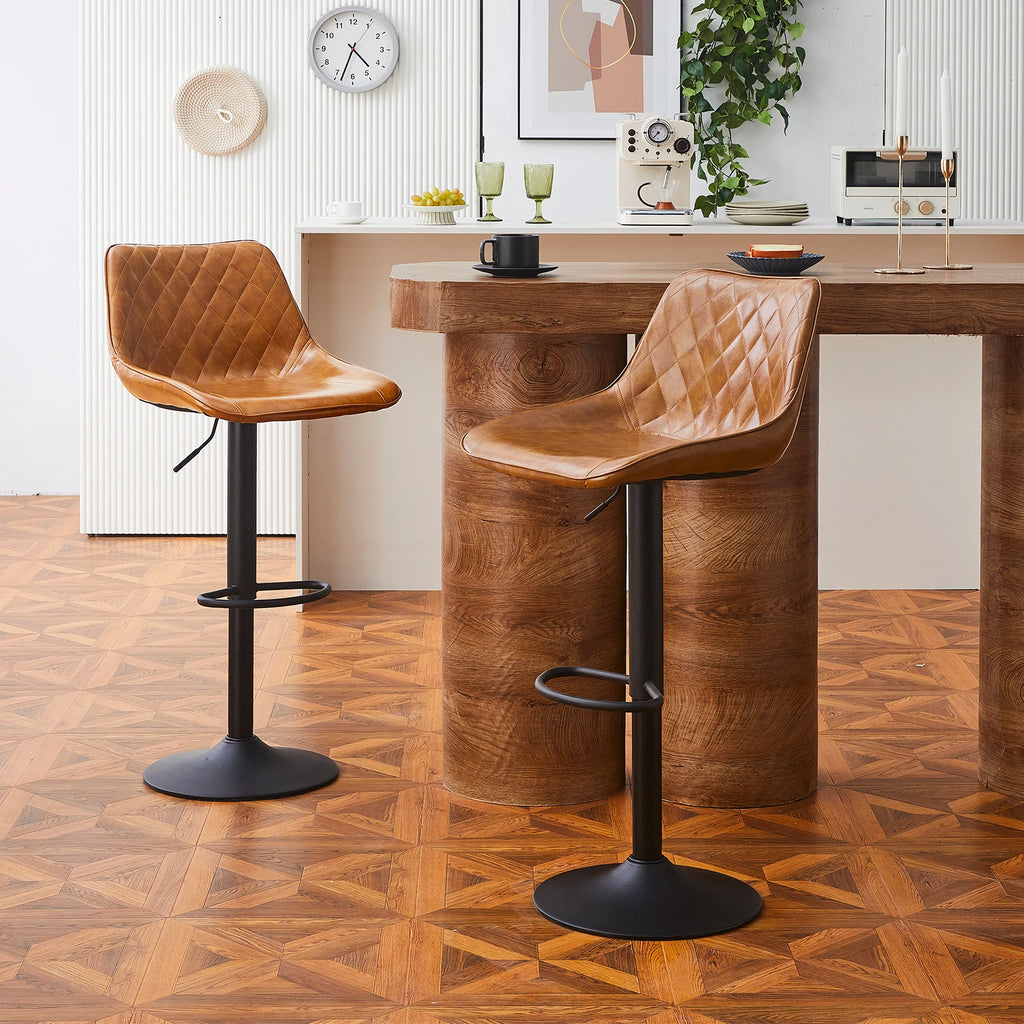 Chelsea Swivel Bar Stools Set of 2, Faux Leather, Height Adjustable