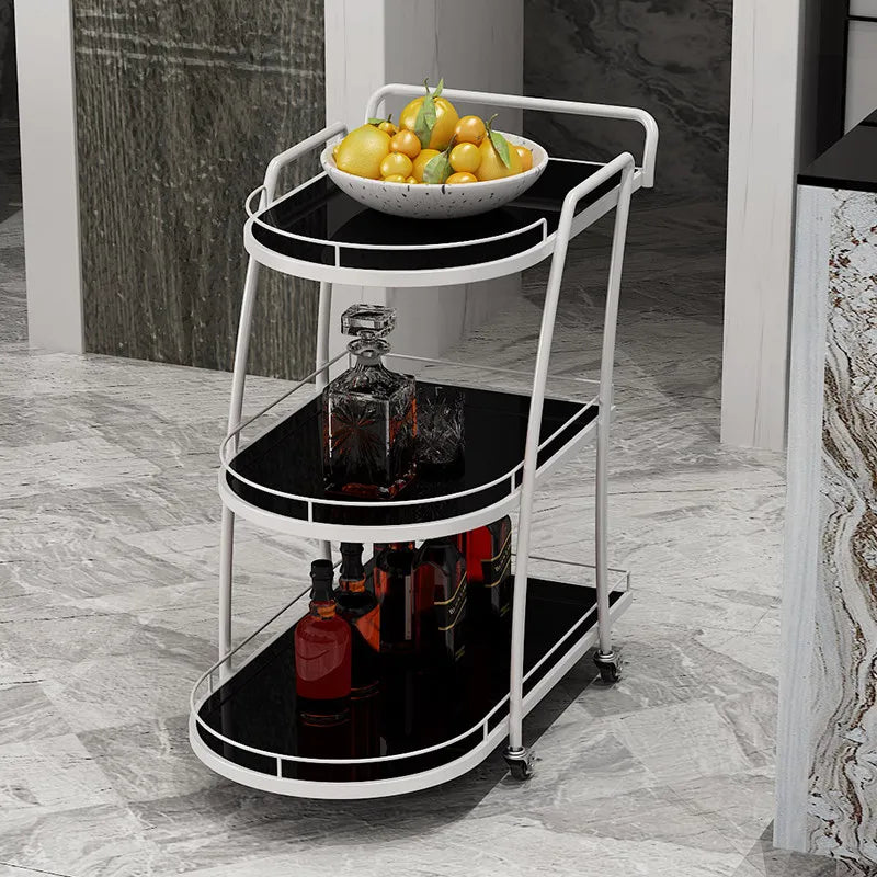 Glass Drinks Trolley, Metal Frame