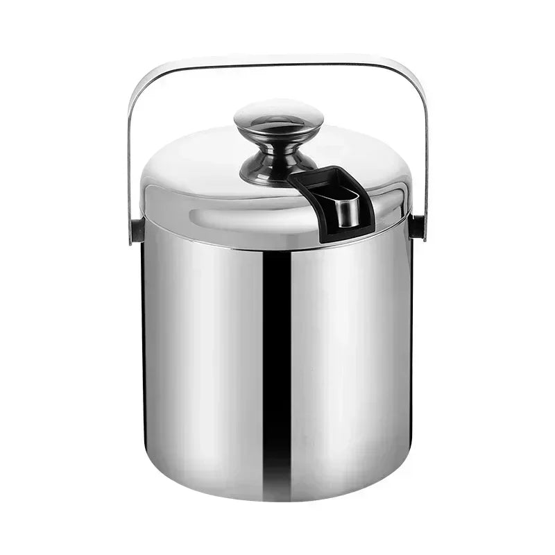 Insulated Ice Bucket, Double-Layer Stainless Steel