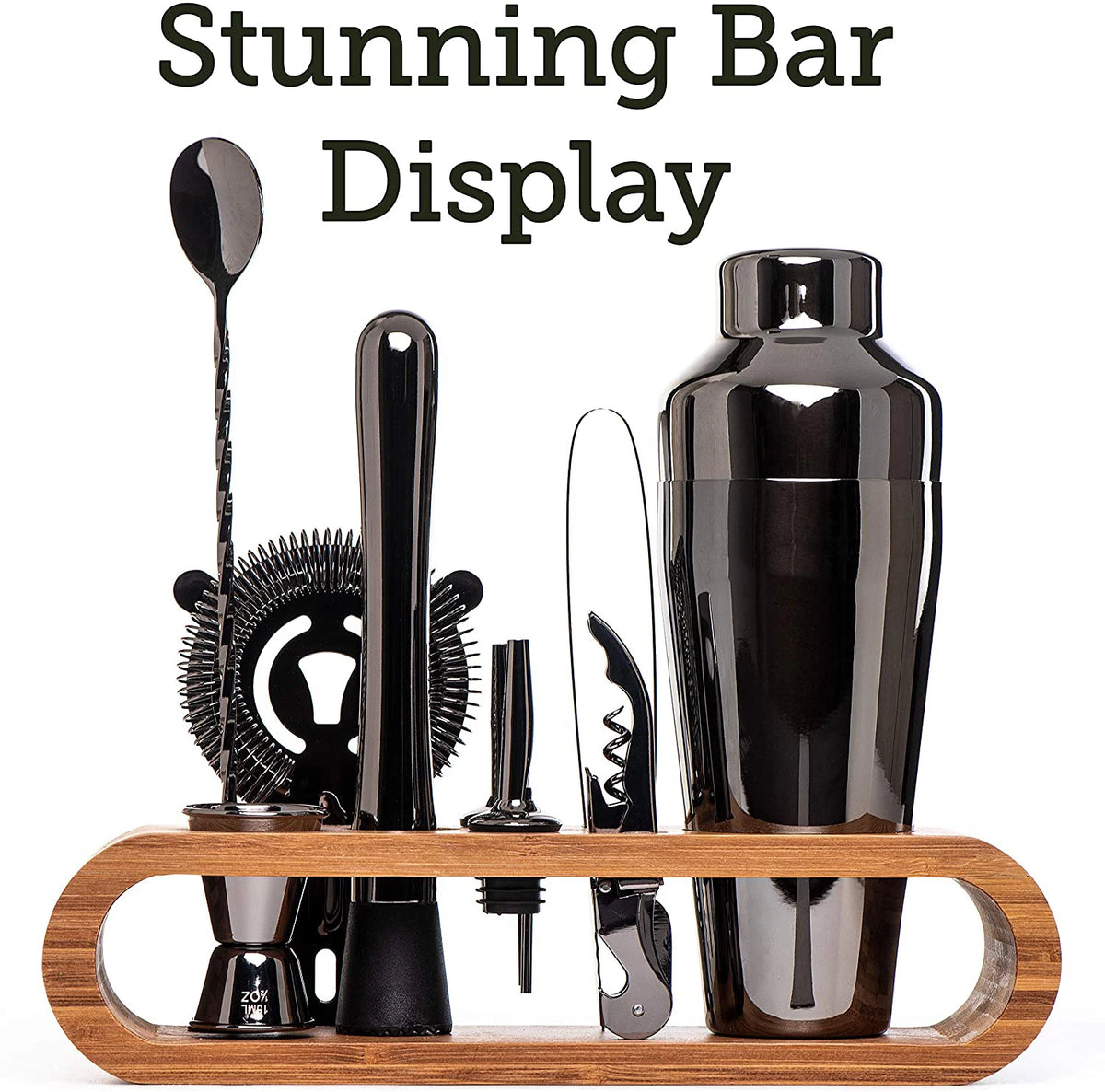10-Piece Cocktail Bar Tool Set with Bamboo Stand