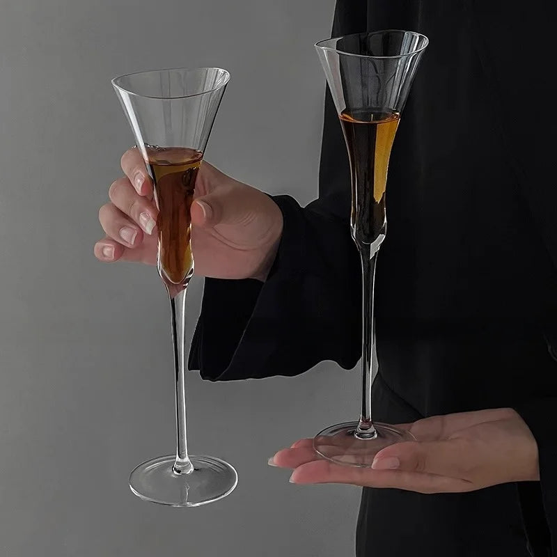 Crystal Champagne Glasses, Cinched Waist, Set of 1 or 2