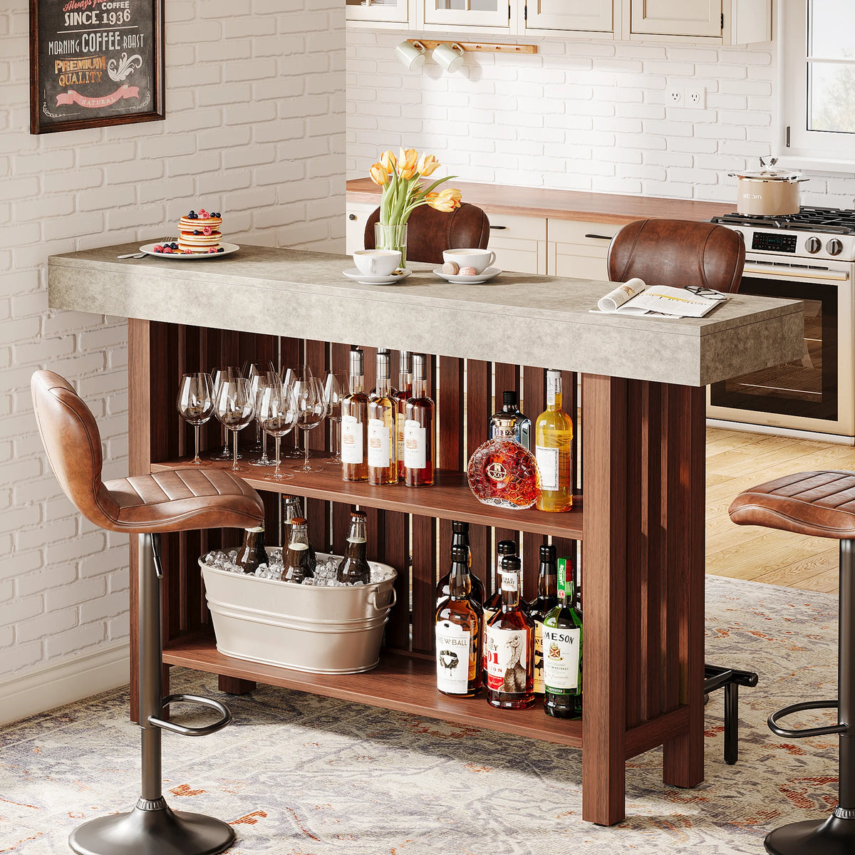 Drinks Cabinet with Footrest, 2-Tier