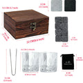 Whisky Gift Set: 2 Glasses, 8 Granite Stones, Wooden Box