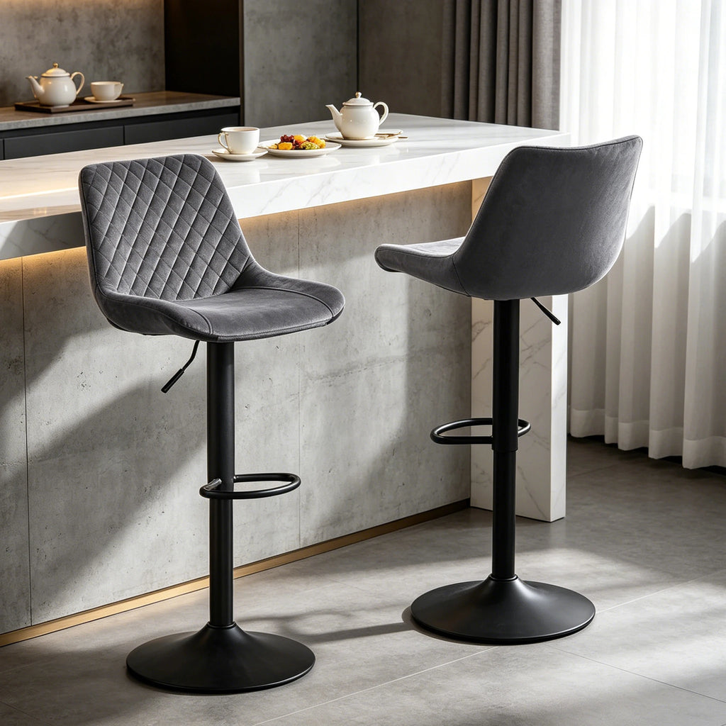 Shoreditch Velvet Bar Stools Set of 2, Swivel