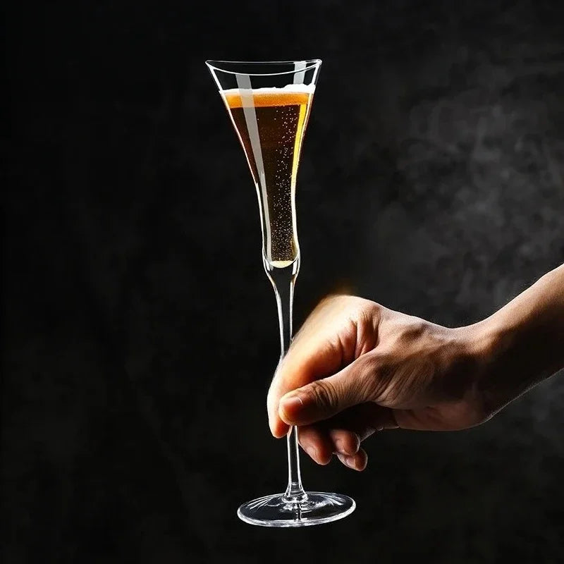 Crystal Champagne Glasses, Cinched Waist, Set of 1 or 2