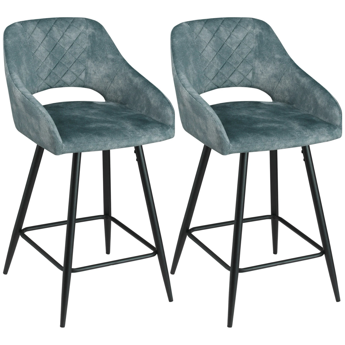 Harrogate Velvet Bar Stools Set of 2, Blue