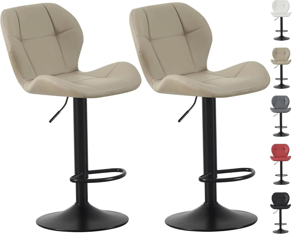 Swivel Bar Stools Set of 2, Faux Leather, Footrest
