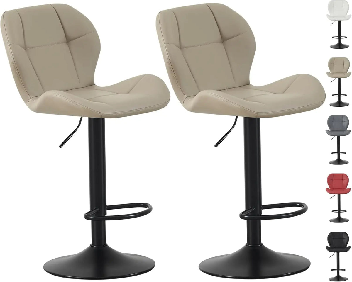 Swivel Bar Stools Set of 2, Faux Leather, Footrest