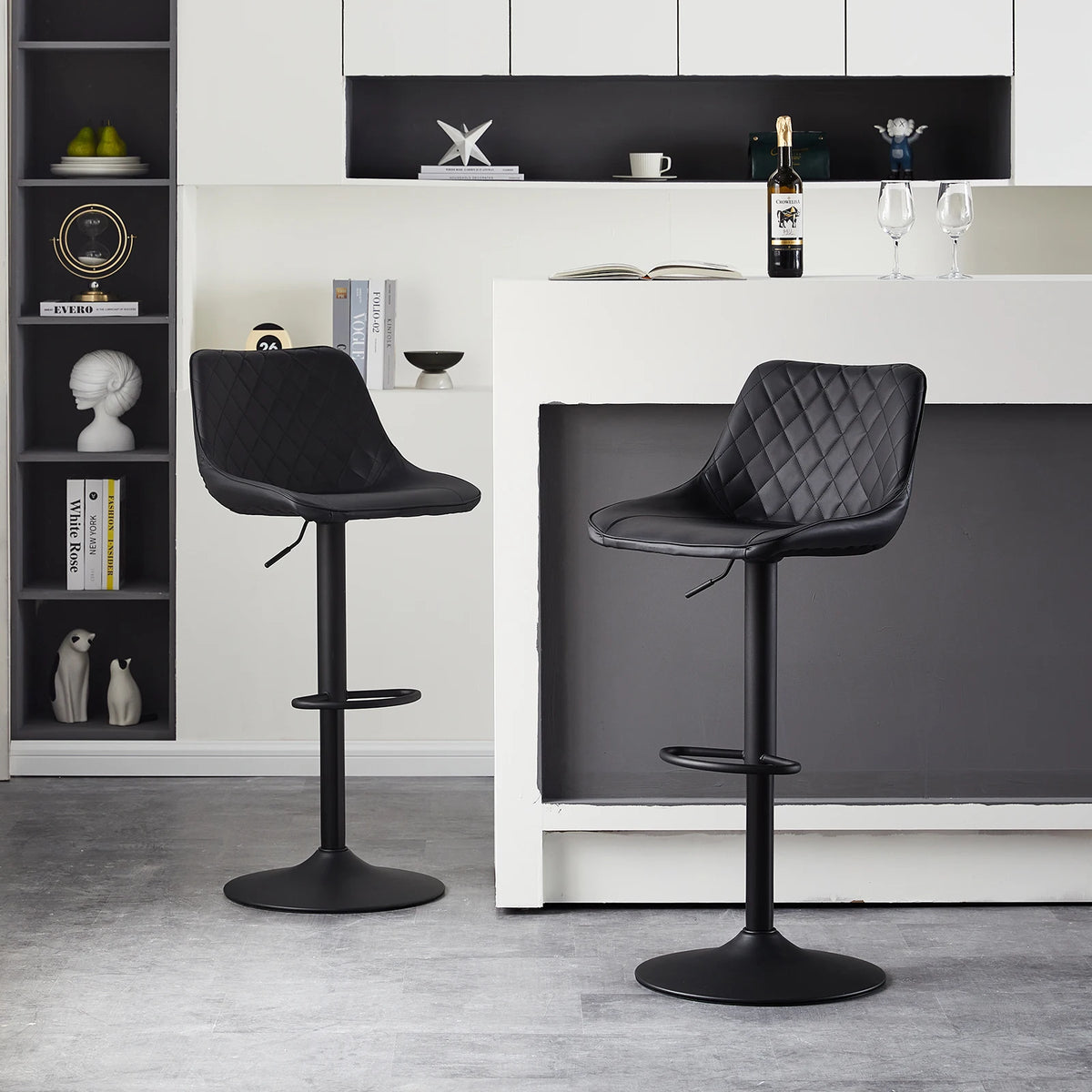 Chelsea Swivel Bar Stools Set of 2, Faux Leather, Height Adjustable