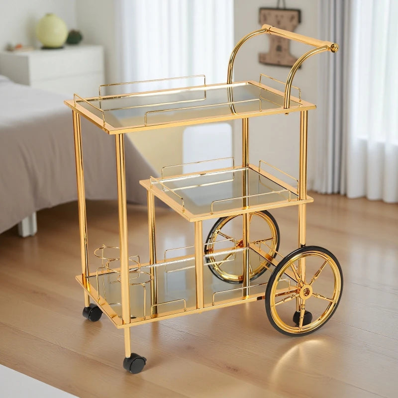 Three-Tier Drinks Trolley, Mobile Bar Cart