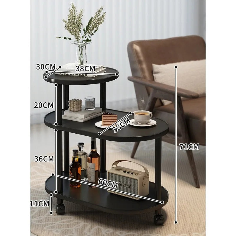 Vintage-Style Rolling Side Trolley, Wood