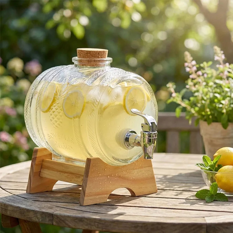 Glass Barrel Drinks Dispenser with Tap, 2 Litres