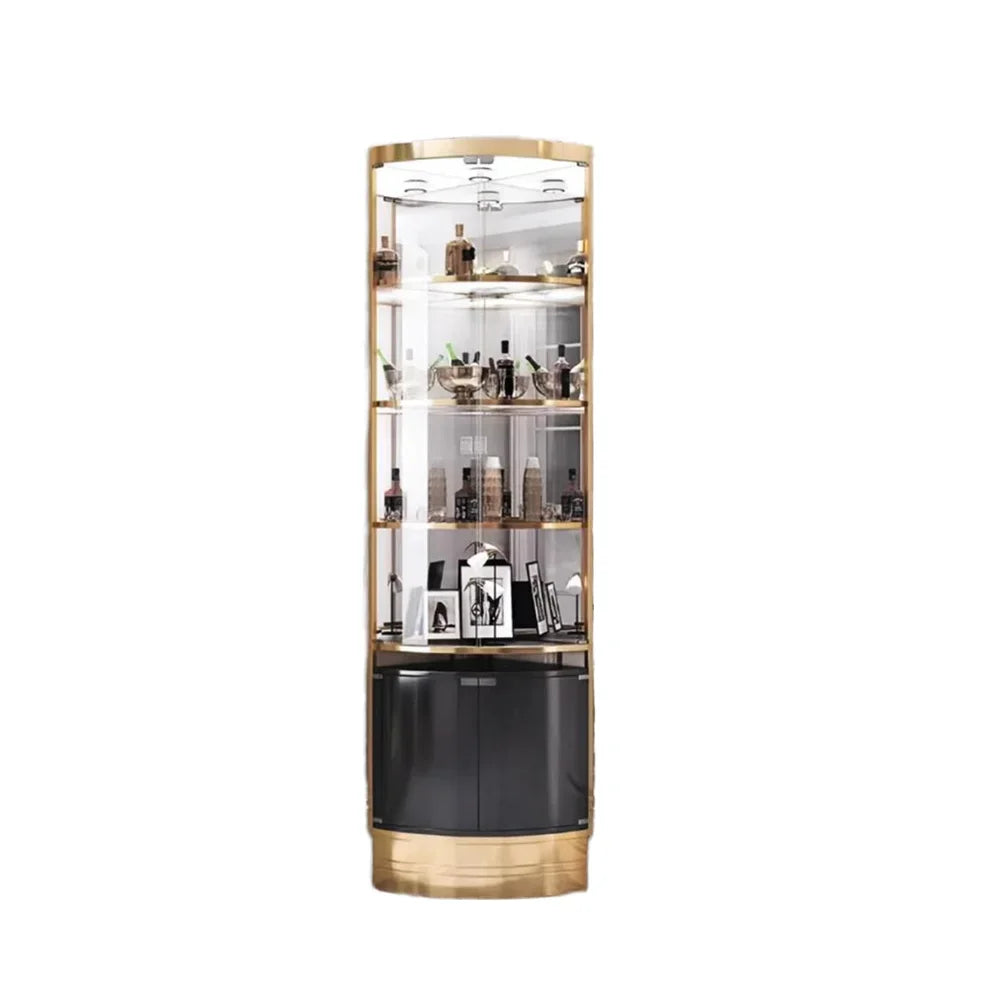 Stainless Steel Drinks Cabinet with Glass Storage