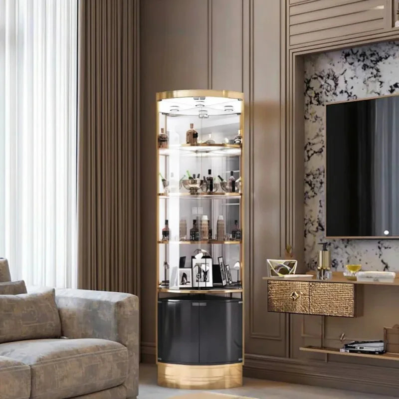 Stainless Steel Drinks Cabinet with Glass Storage