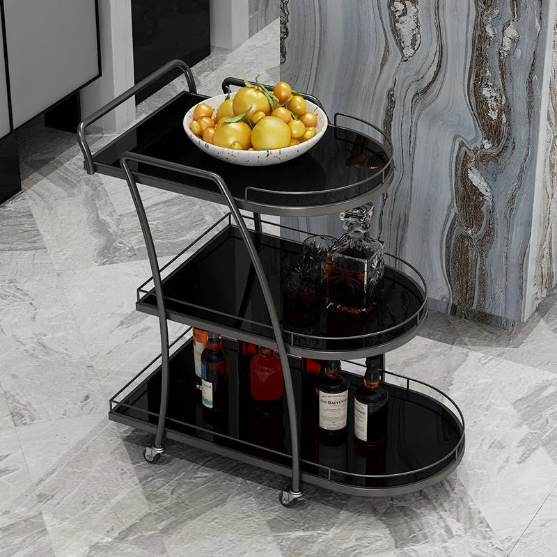 Glass Drinks Trolley, Metal Frame
