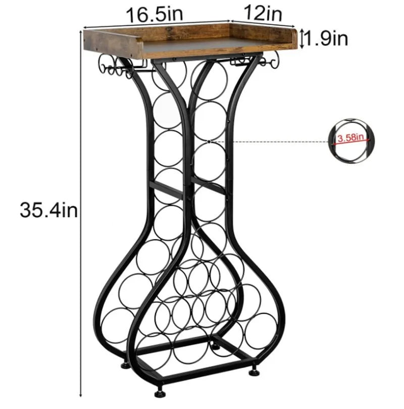 Freestanding Wine Rack Table with Glass Holder