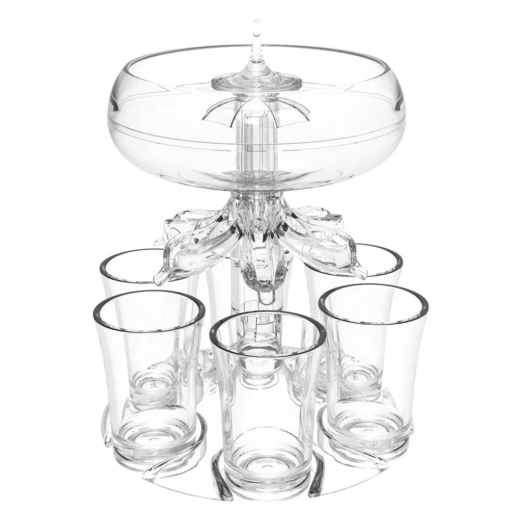 Clear Shot Dispenser Rack with 6 Shot Glasses