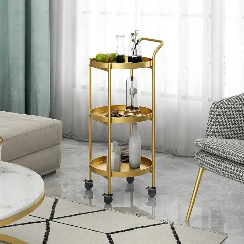 Round Metal Drinks Trolley, Gold or Black