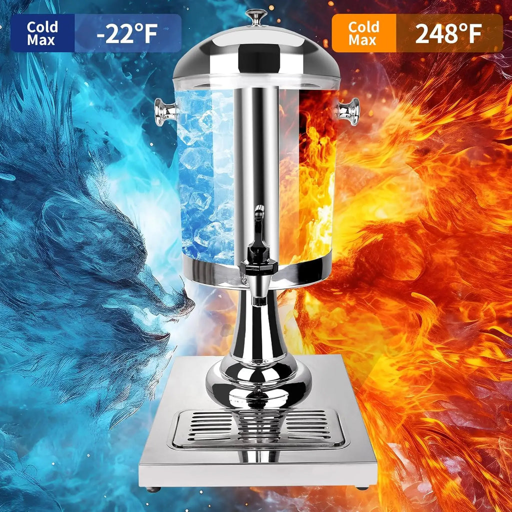8L Stainless Steel Drinks Dispenser with Stand and Ice Core
