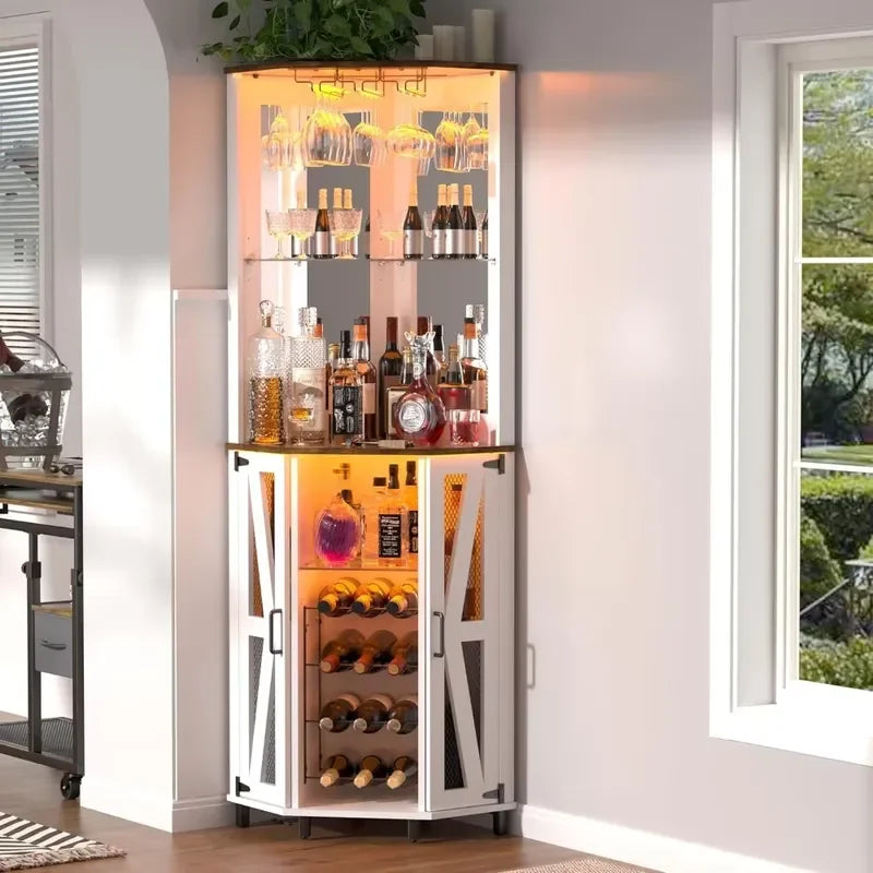Corner Drinks Cabinet with Mirror
