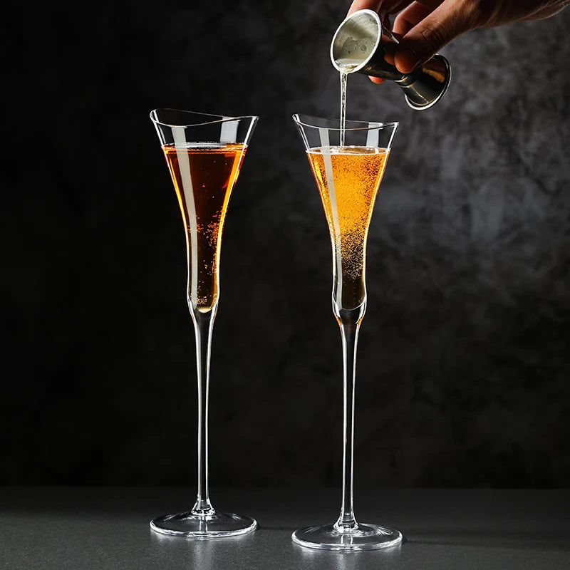 Crystal Champagne Glasses, Cinched Waist, Set of 1 or 2