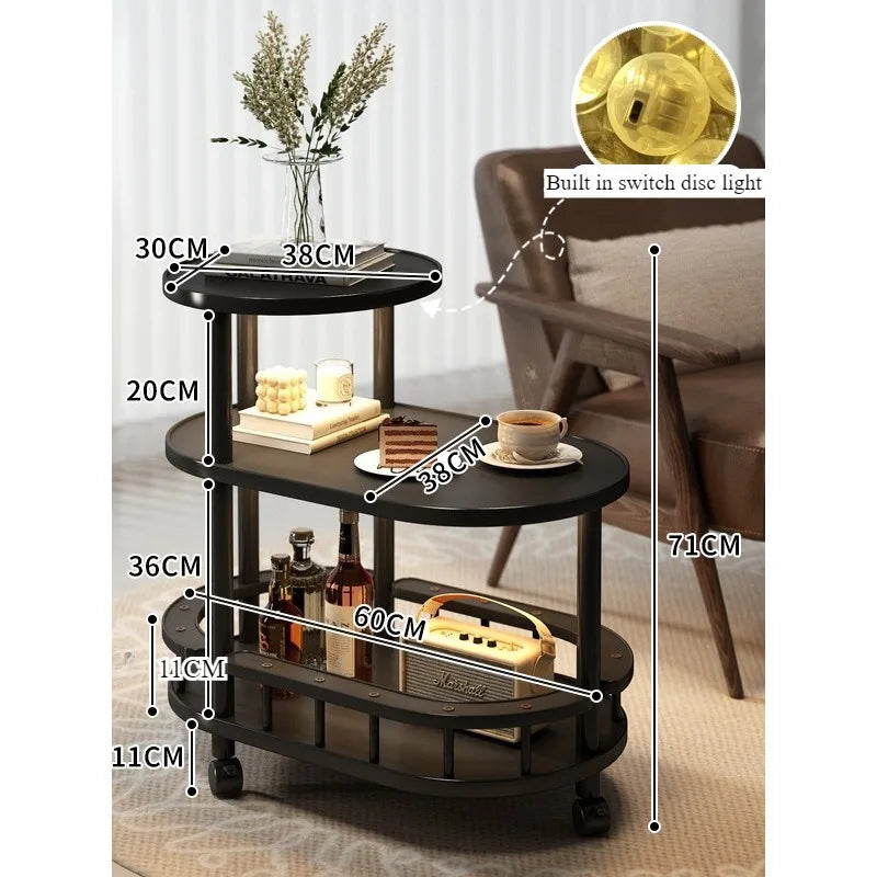 Vintage-Style Rolling Side Trolley, Wood