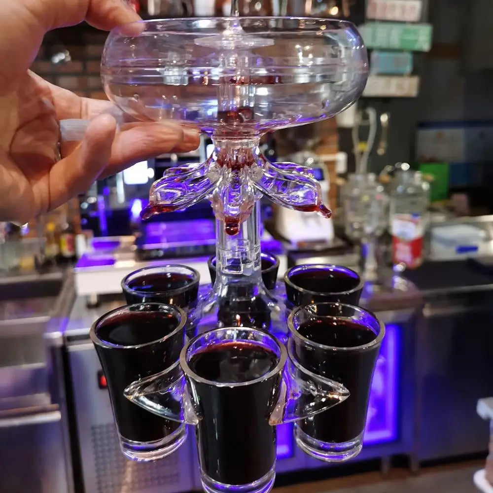 Clear Shot Dispenser Rack with 6 Shot Glasses