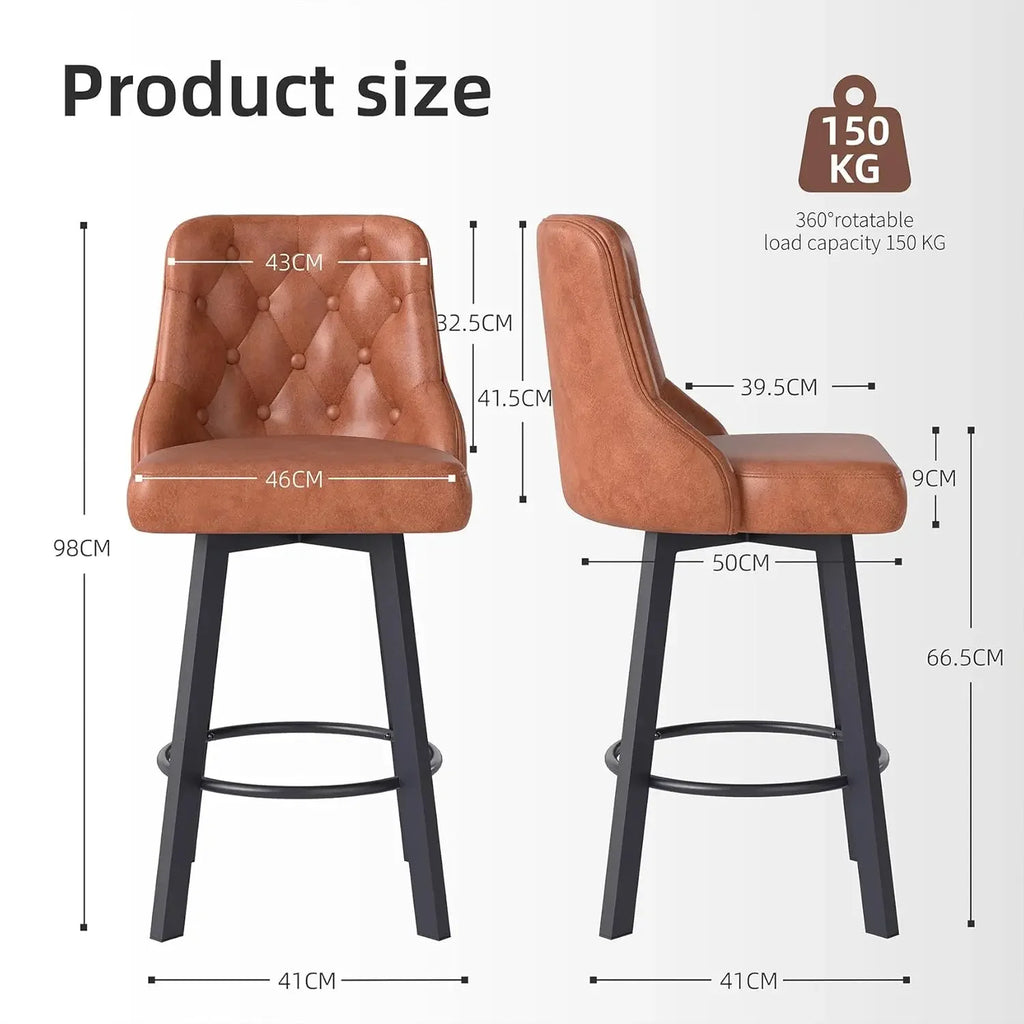 Piccadilly Bar Stools, Waterproof PU Leather, Black