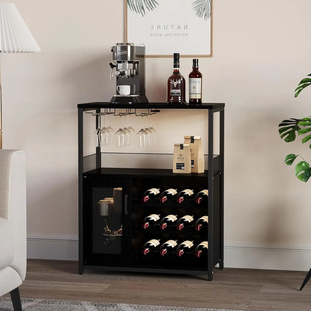 Detachable Wine Rack Drinks Cabinet with Mesh Door