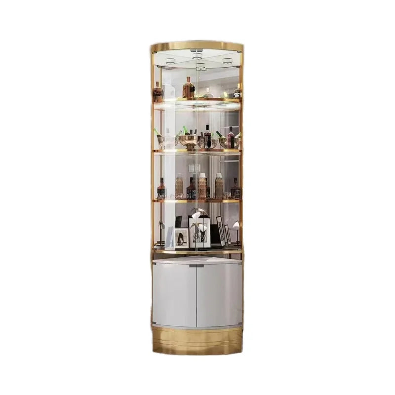 Stainless Steel Drinks Cabinet with Glass Storage