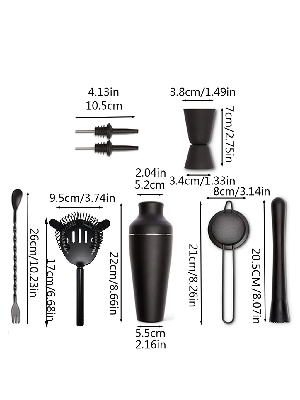 8-Piece Matte Black Cocktail Shaker Set