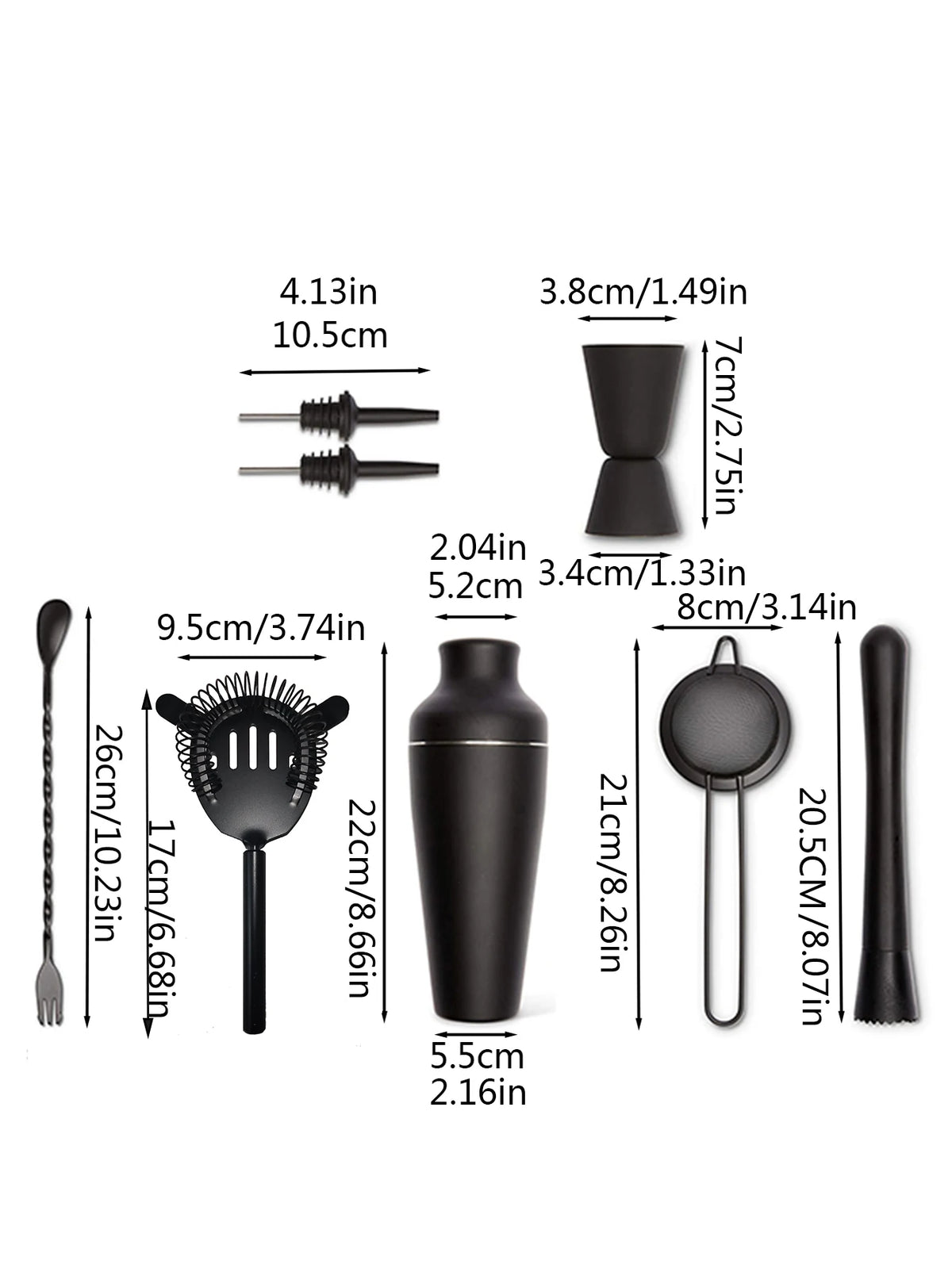 8-Piece Matte Black Cocktail Shaker Set
