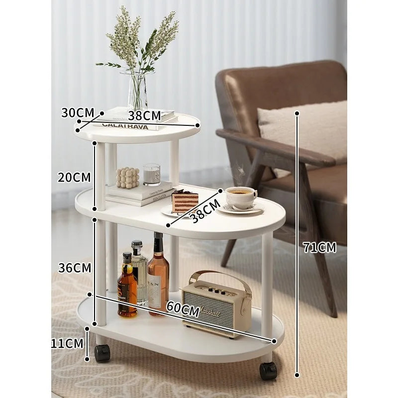 Vintage-Style Rolling Side Trolley, Wood